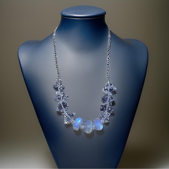 Hand Made Diamond Rainbow Moonstone Necklace - Picture 7 of 7